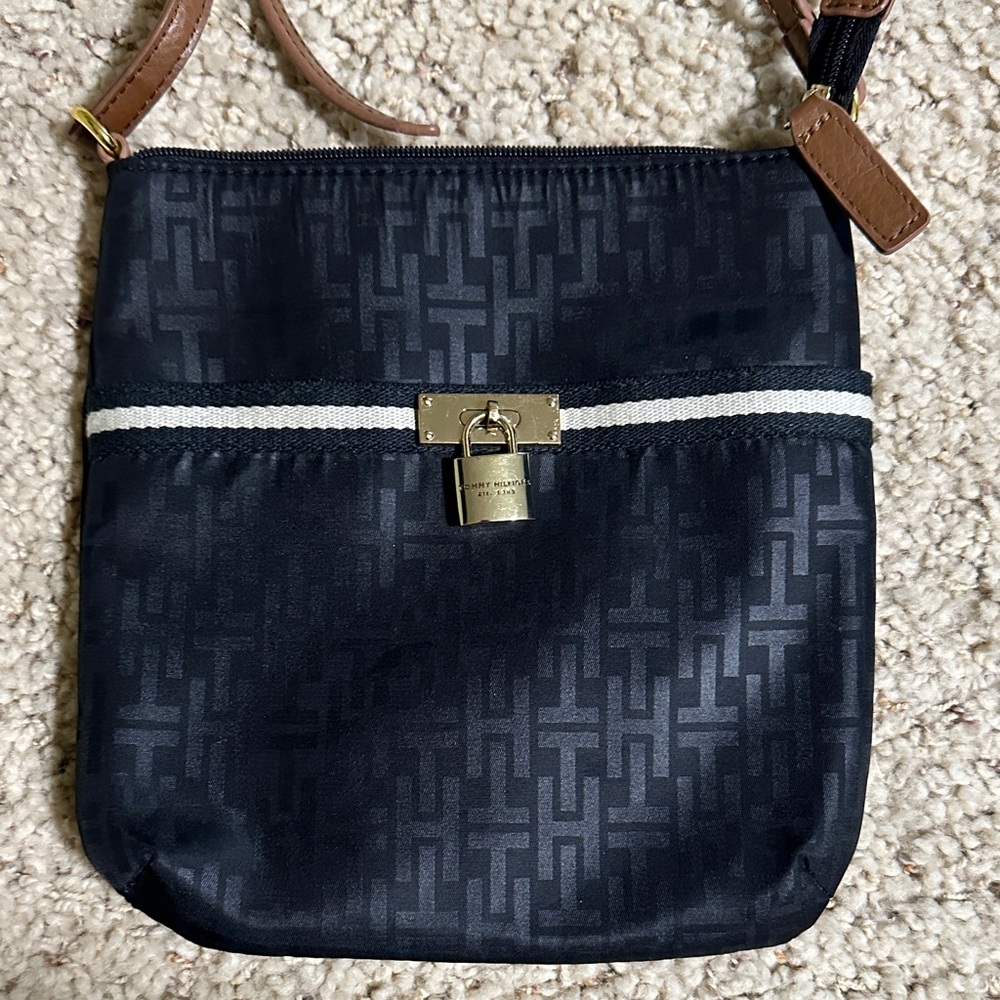 Tommy Hilfiger Black and Brown Crossbody Bag